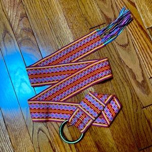 Gorgeous woven fabric belt with metal buckle from Mexico